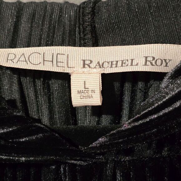 Rachel by Rachel Roy Sz‎ L Black Pleated Velvet Pullover Hoodie Womens Whimsical - Picture 6 of 10